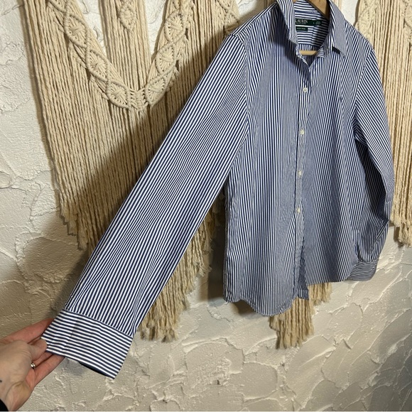 Lauren Ralph Lauren Striped poplin shirt Women’s size Large - Picture 8 of 12